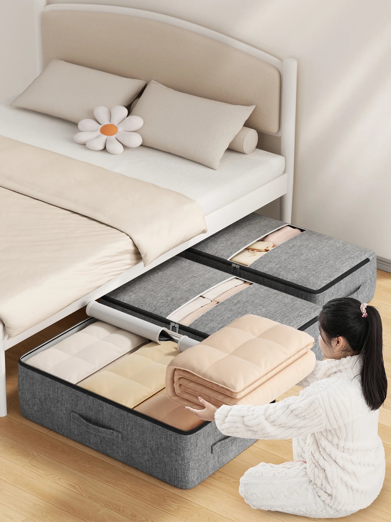 Extra-large capacity underbed clothing storage bag Quilt blanket storage bag Foldable pants coat storage bag Wardrobe organizer Extra-large capacity underbed clothing storage bag Quilt blanket storage bag Foldable pants coat storage bag Wardrobe organizer