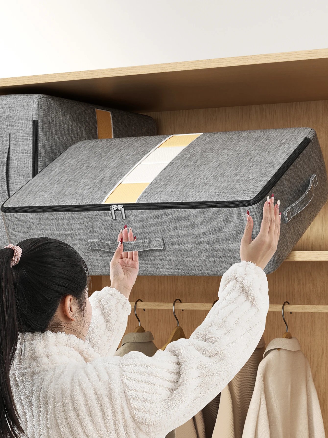 Extra-large capacity underbed clothing storage bag Quilt blanket storage bag Foldable pants coat storage bag Wardrobe organizer Extra-large capacity underbed clothing storage bag Quilt blanket storage bag Foldable pants coat storage bag Wardrobe organizer