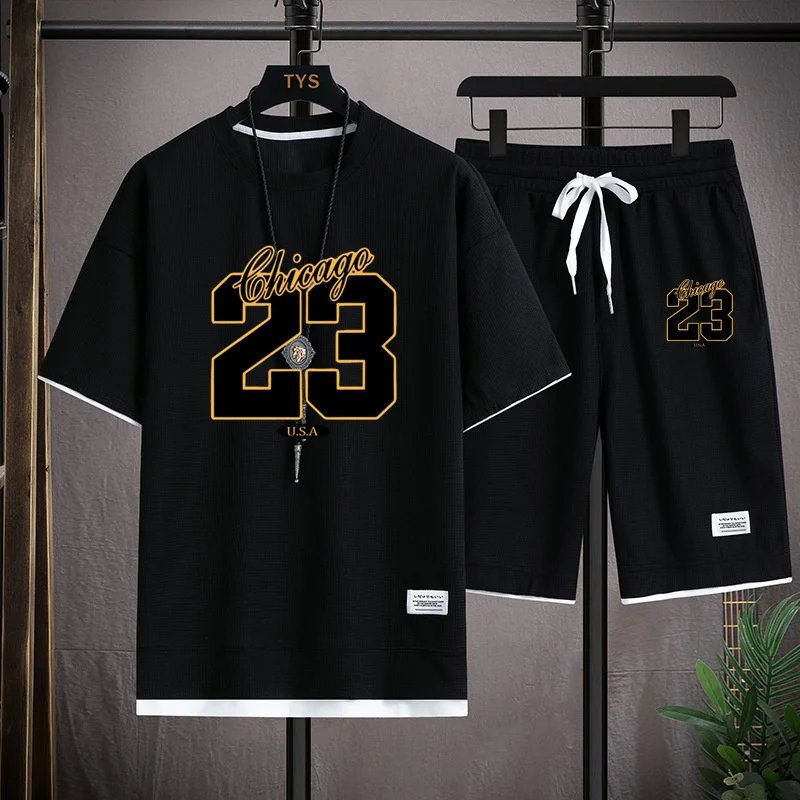 High Quality Men's Korea Comfortable and Summer Fashion Print Sports Suit Fitness Jogging Daily Casual Wear Beach Shorts Set High Quality Men's Korea Comfortable and Summer Fashion Print Sports Suit Fitness Jogging Daily Casual Wear Beach Shorts Set