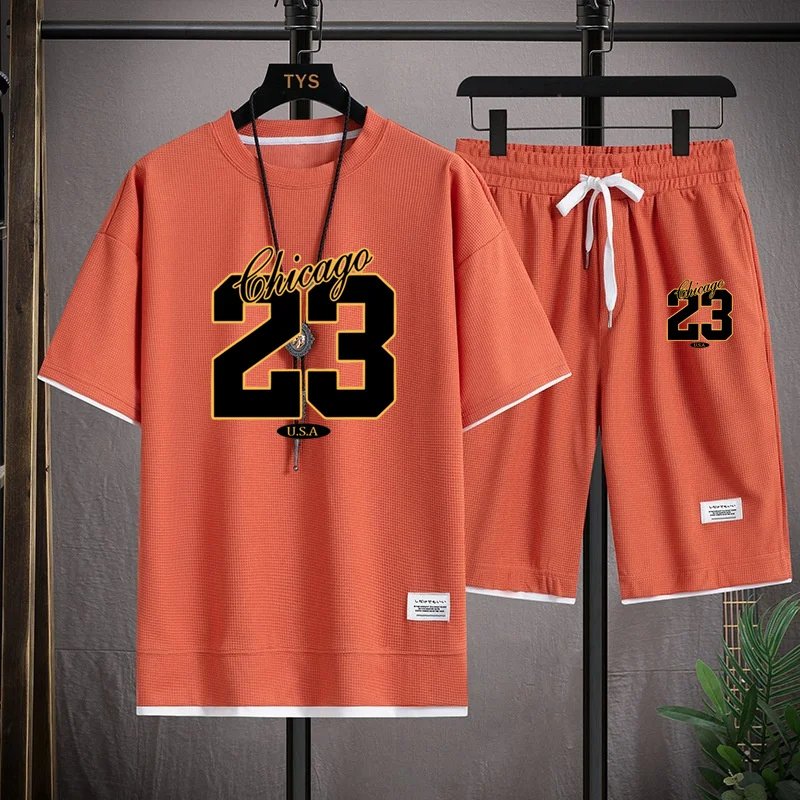 High Quality Men's Korea Comfortable and Summer Fashion Print Sports Suit Fitness Jogging Daily Casual Wear Beach Shorts Set High Quality Men's Korea Comfortable and Summer Fashion Print Sports Suit Fitness Jogging Daily Casual Wear Beach Shorts Set