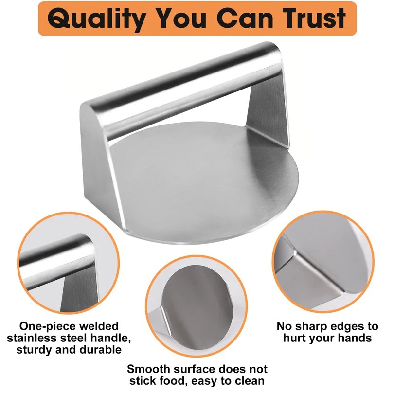 Stainless Steel Smash Burger Press Dropshipping Meat Masher Circular Meat Press Mold for Deli Meats Kitchen Accessories