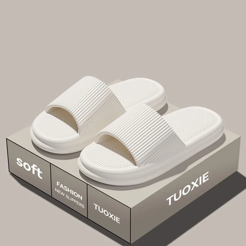Women Summer Concise EVA Slippers Men Soft Home Slides Couples Bathroom Non-slip Sandals Adults Comfortable Outdoor Beach Shoes