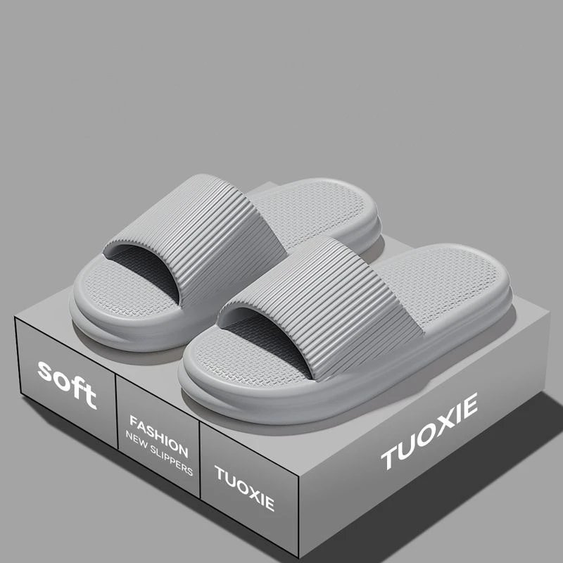 Women Summer Concise EVA Slippers Men Soft Home Slides Couples Bathroom Non-slip Sandals Adults Comfortable Outdoor Beach Shoes