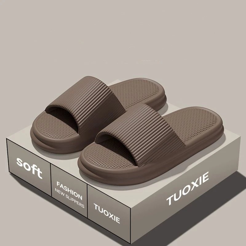 Women Summer Concise EVA Slippers Men Soft Home Slides Couples Bathroom Non-slip Sandals Adults Comfortable Outdoor Beach Shoes