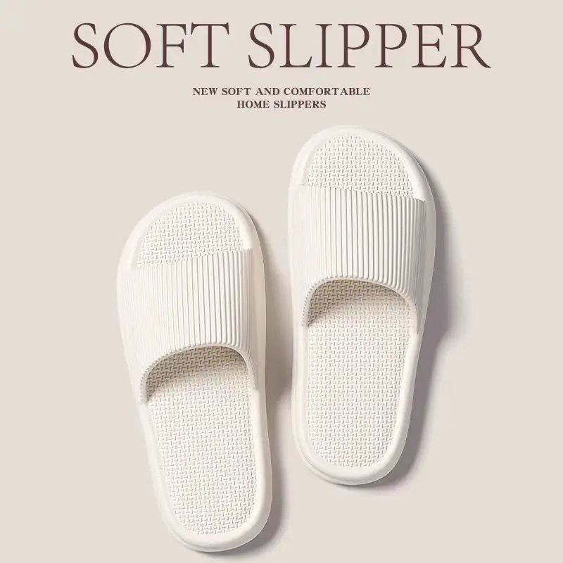 Women Summer Concise EVA Slippers Men Soft Home Slides Couples Bathroom Non-slip Sandals Adults Comfortable Outdoor Beach Shoes
