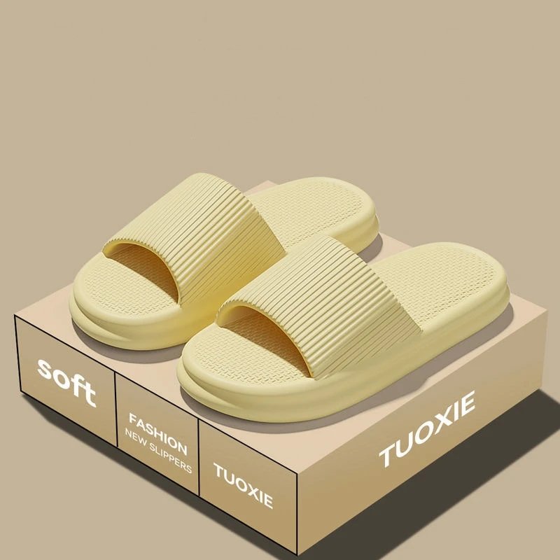Women Summer Concise EVA Slippers Men Soft Home Slides Couples Bathroom Non-slip Sandals Adults Comfortable Outdoor Beach Shoes
