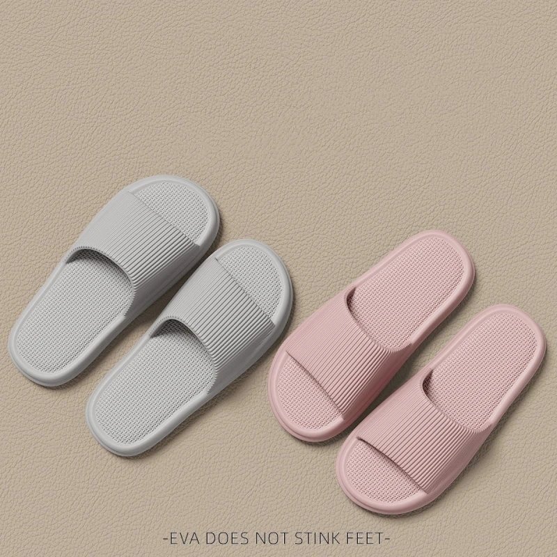 Women Summer Concise EVA Slippers Men Soft Home Slides Couples Bathroom Non-slip Sandals Adults Comfortable Outdoor Beach Shoes