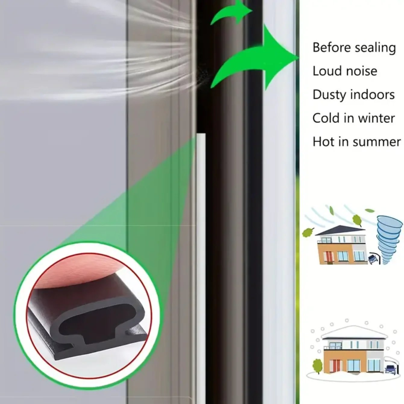 6M/1Roll Window Dustproof Soundproof Bedroom Door Weather Sealing Strip 10*6mm Self Adhesive Anti-Collision Sound Insulation