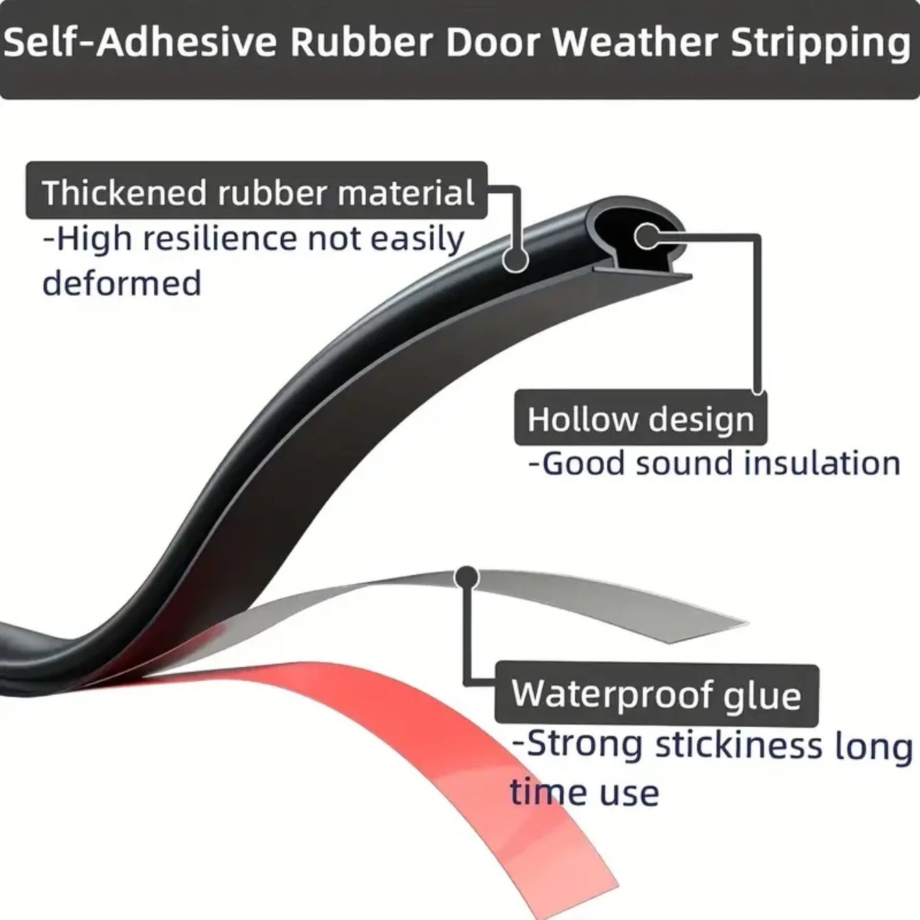 6M/1Roll Window Dustproof Soundproof Bedroom Door Weather Sealing Strip 10*6mm Self Adhesive Anti-Collision Sound Insulation