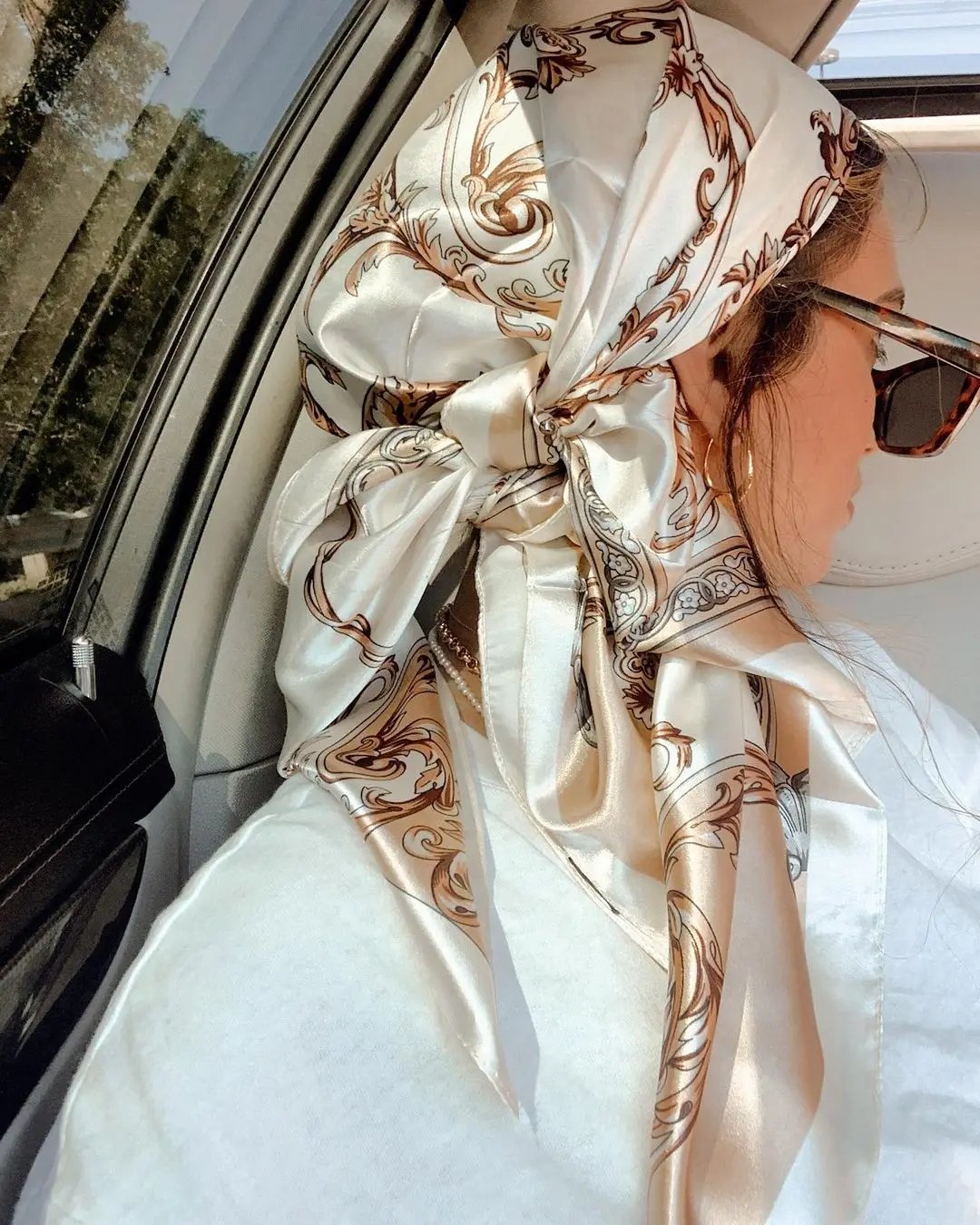 Women Satin Square Scarf  Muslim Hijab