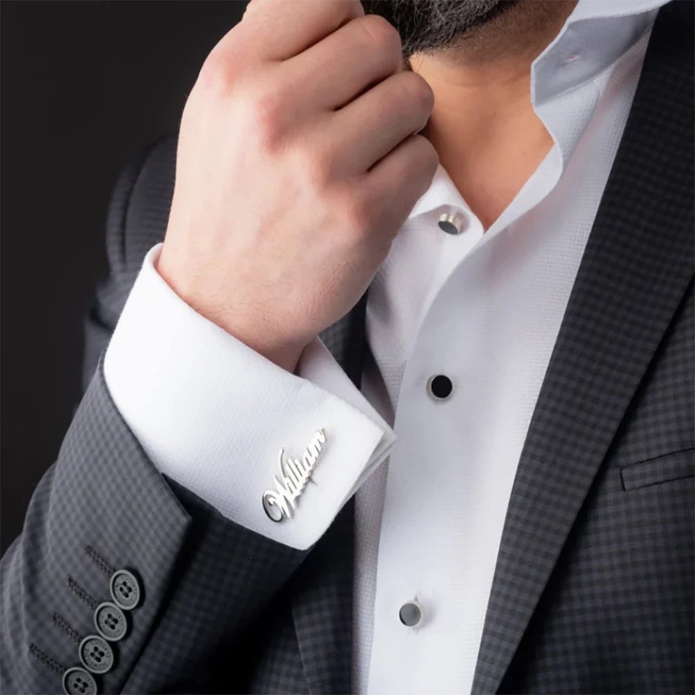 Personalized Customized Name Cufflinks, Stainless Steel Exquisite And Fashionable Men's Shirt Cufflinks, A Gift For Husband