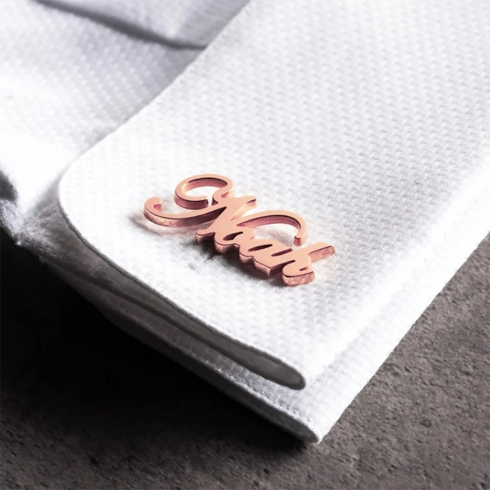 Personalized Customized Name Cufflinks, Stainless Steel Exquisite And Fashionable Men's Shirt Cufflinks, A Gift For Husband