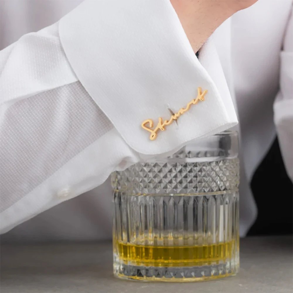 Personalized Customized Name Cufflinks, Stainless Steel Exquisite And Fashionable Men's Shirt Cufflinks, A Gift For Husband