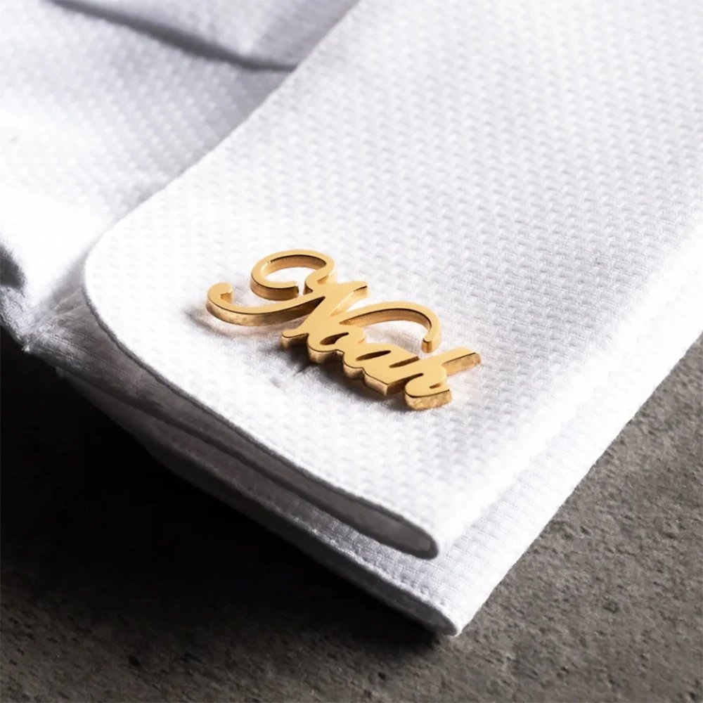 Personalized Customized Name Cufflinks, Stainless Steel Exquisite And Fashionable Men's Shirt Cufflinks, A Gift For Husband