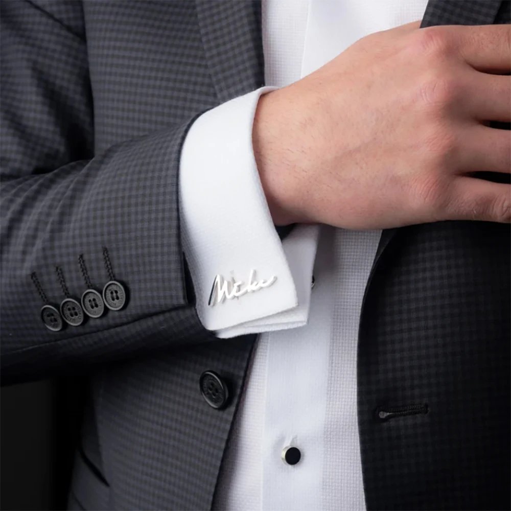 Personalized Customized Name Cufflinks, Stainless Steel Exquisite And Fashionable Men's Shirt Cufflinks, A Gift For Husband