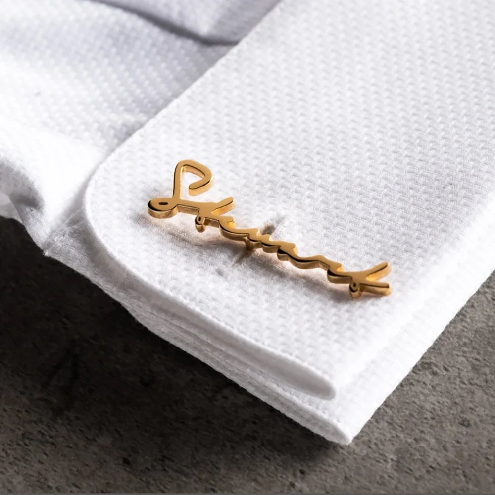 Personalized Customized Name Cufflinks, Stainless Steel Exquisite And Fashionable Men's Shirt Cufflinks, A Gift For Husband