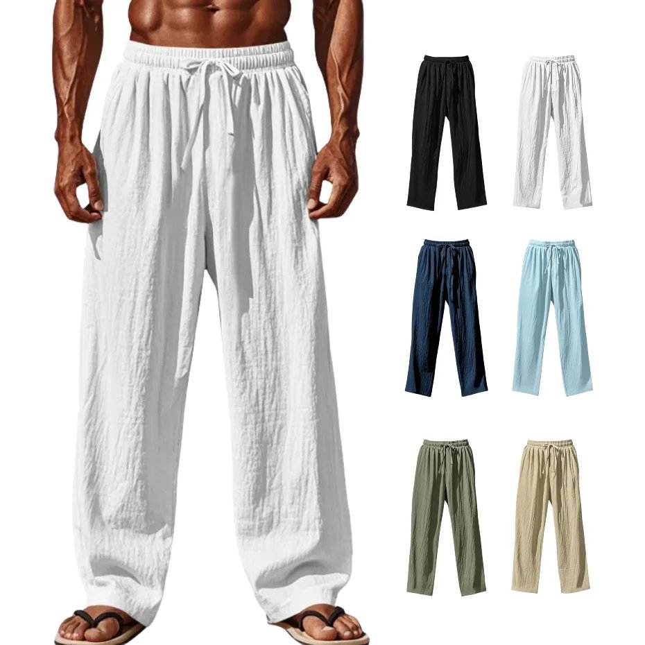 New Men's Cotton and Linen Casual Pants