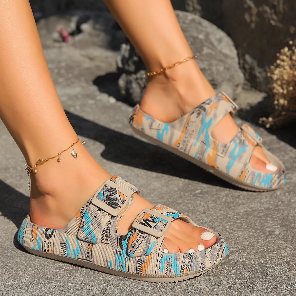 Summer Holiday Women Printing Soft  Slippers