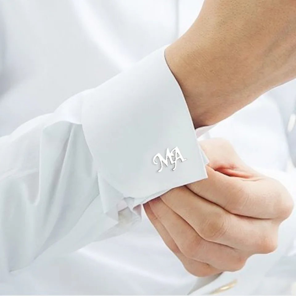 Customized Cufflinks for Men Personalized Name Letter Stainless Steel Jewelry Shirt Cuff Button Gifts Gemelos Para Hombre Camisa