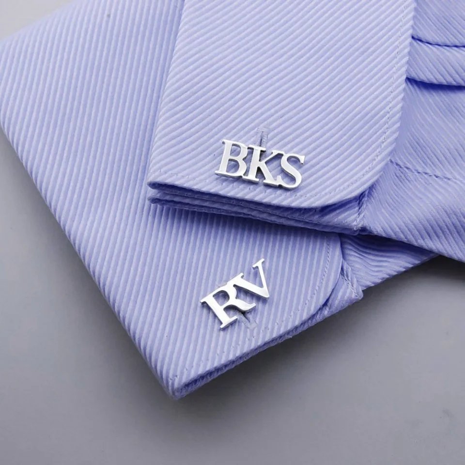 Customized Cufflinks for Men Personalized Name Letter Stainless Steel Jewelry Shirt Cuff Button Gifts Gemelos Para Hombre Camisa
