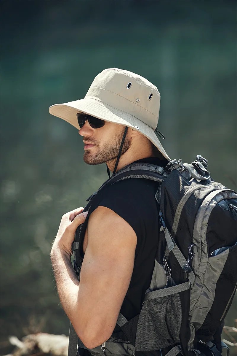 Summer Wide Large Brim Men Fisherman Hat Waterproof UV Protection Sun cap Hiking Fishing Climbing Oversized Safari Bucket Hats