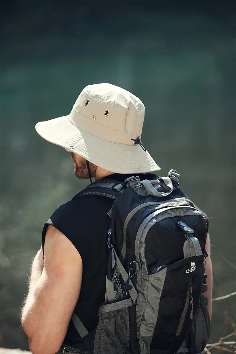 Summer Wide Large Brim Men Fisherman Hat Waterproof UV Protection Sun cap Hiking Fishing Climbing Oversized Safari Bucket Hats