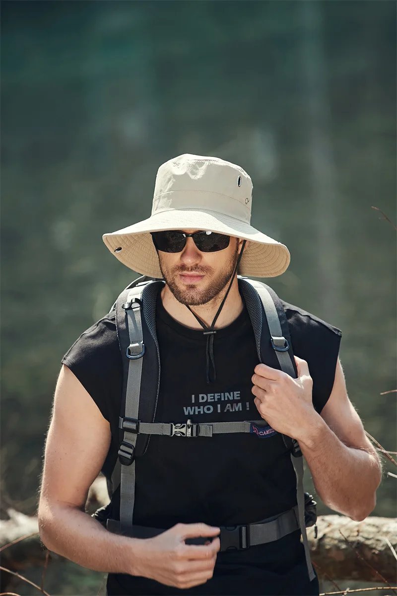 Summer Wide Large Brim Men Fisherman Hat Waterproof UV Protection Sun cap Hiking Fishing Climbing Oversized Safari Bucket Hats