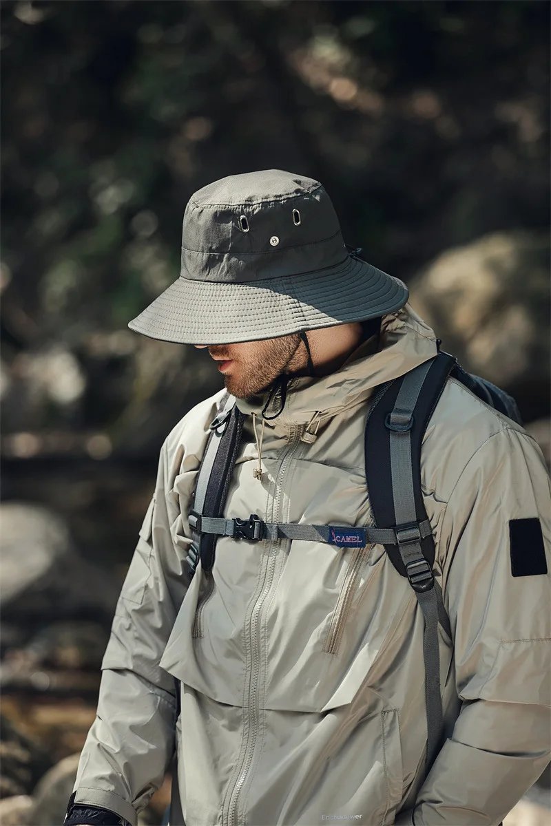 Summer Wide Large Brim Men Fisherman Hat Waterproof UV Protection Sun cap Hiking Fishing Climbing Oversized Safari Bucket Hats