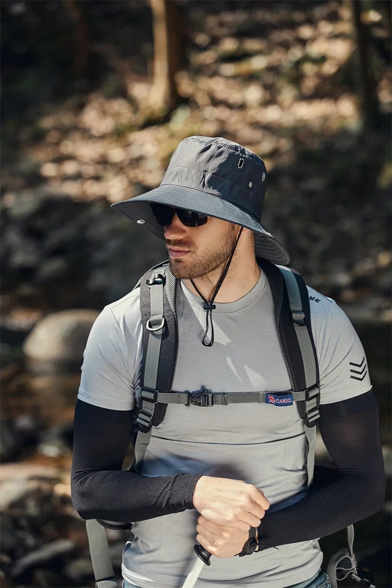 Summer Wide Large Brim Men Fisherman Hat Waterproof UV Protection Sun cap Hiking Fishing Climbing Oversized Safari Bucket Hats