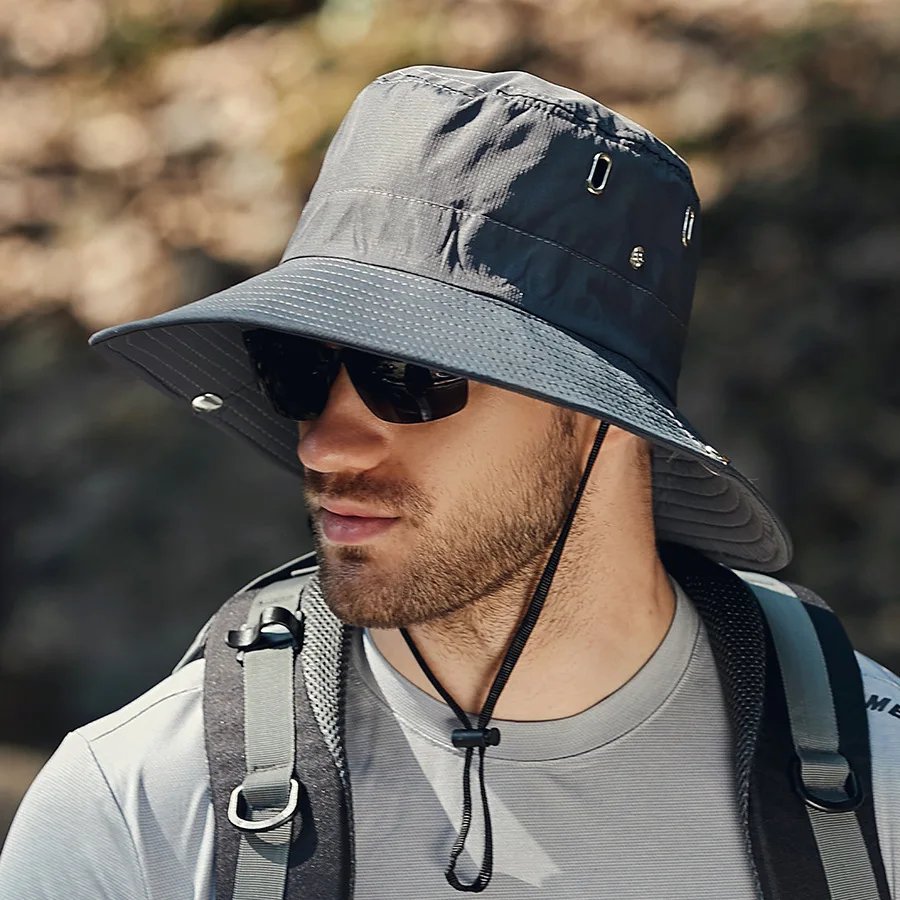 Summer Wide Large Brim Men Fisherman Hat Waterproof UV Protection Sun cap Hiking Fishing Climbing Oversized Safari Bucket Hats