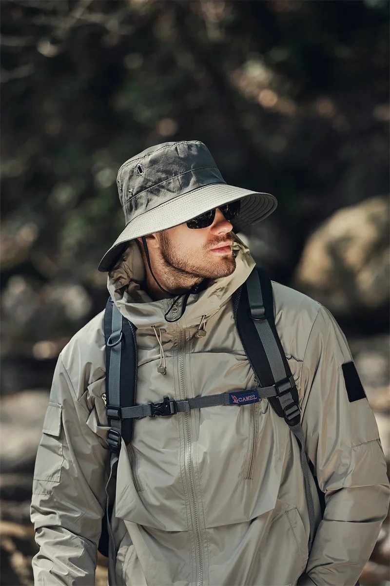 Summer Wide Large Brim Men Fisherman Hat Waterproof UV Protection Sun cap Hiking Fishing Climbing Oversized Safari Bucket Hats