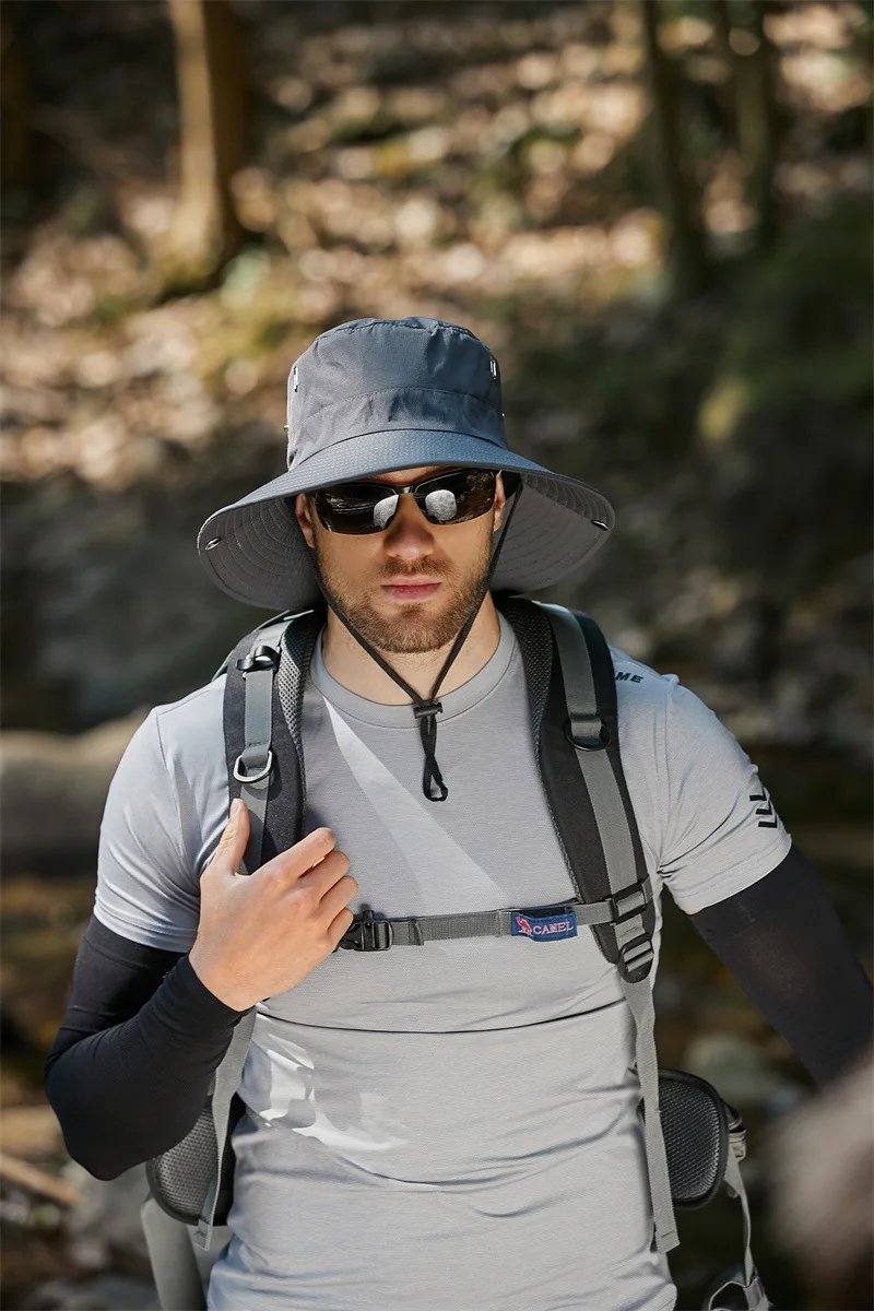 Summer Wide Large Brim Men Fisherman Hat Waterproof UV Protection Sun cap Hiking Fishing Climbing Oversized Safari Bucket Hats