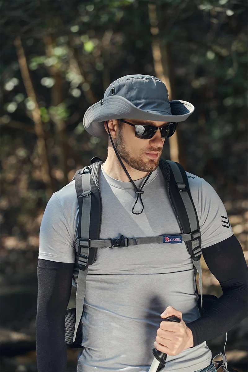 Summer Wide Large Brim Men Fisherman Hat Waterproof UV Protection Sun cap Hiking Fishing Climbing Oversized Safari Bucket Hats