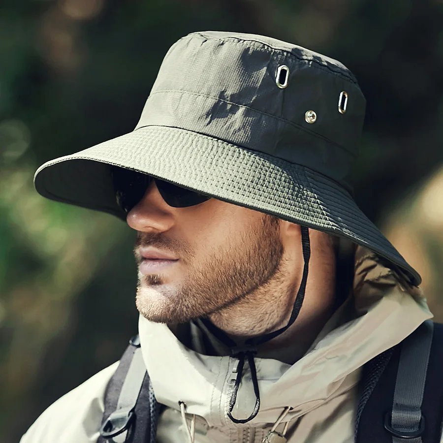 Summer Wide Large Brim Men Fisherman Hat Waterproof UV Protection Sun cap Hiking Fishing Climbing Oversized Safari Bucket Hats
