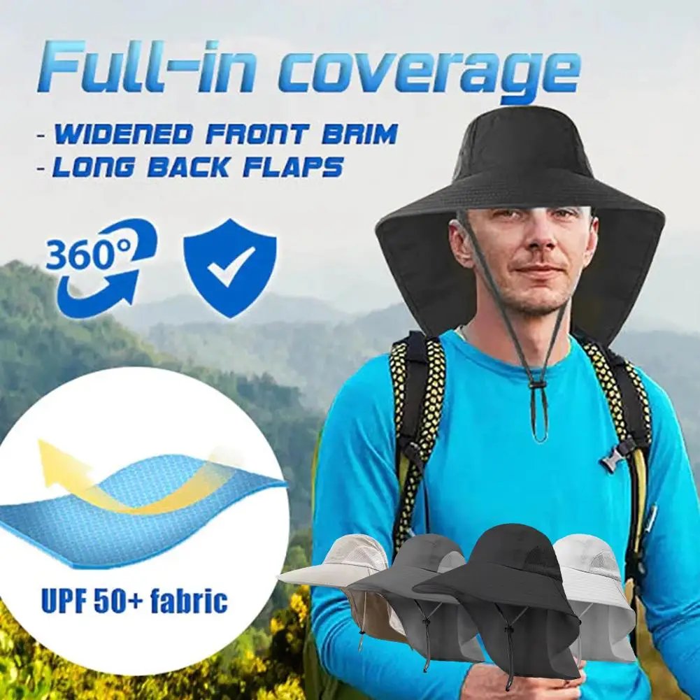 Wide Brim Sun Hat with Neck Flap for men women Adjustable Outdoor 50+UPF Protection Safari Cap Hiking Fishing Hat Wide Brim Sun Hat with Neck Flap for men women Adjustable Outdoor 50+UPF Protection Safari Cap Hiking Fishing Hat