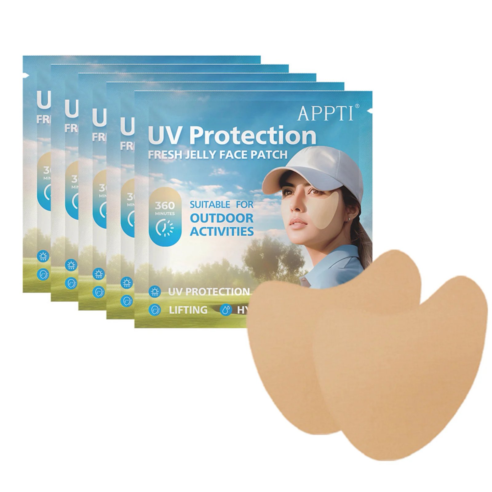 5/10 Pairs Sunscreen Face Patches Golf Sunscreen Anti-Sweat Moisturizing Sun Protection Stickers for Summer Outdoor Activities