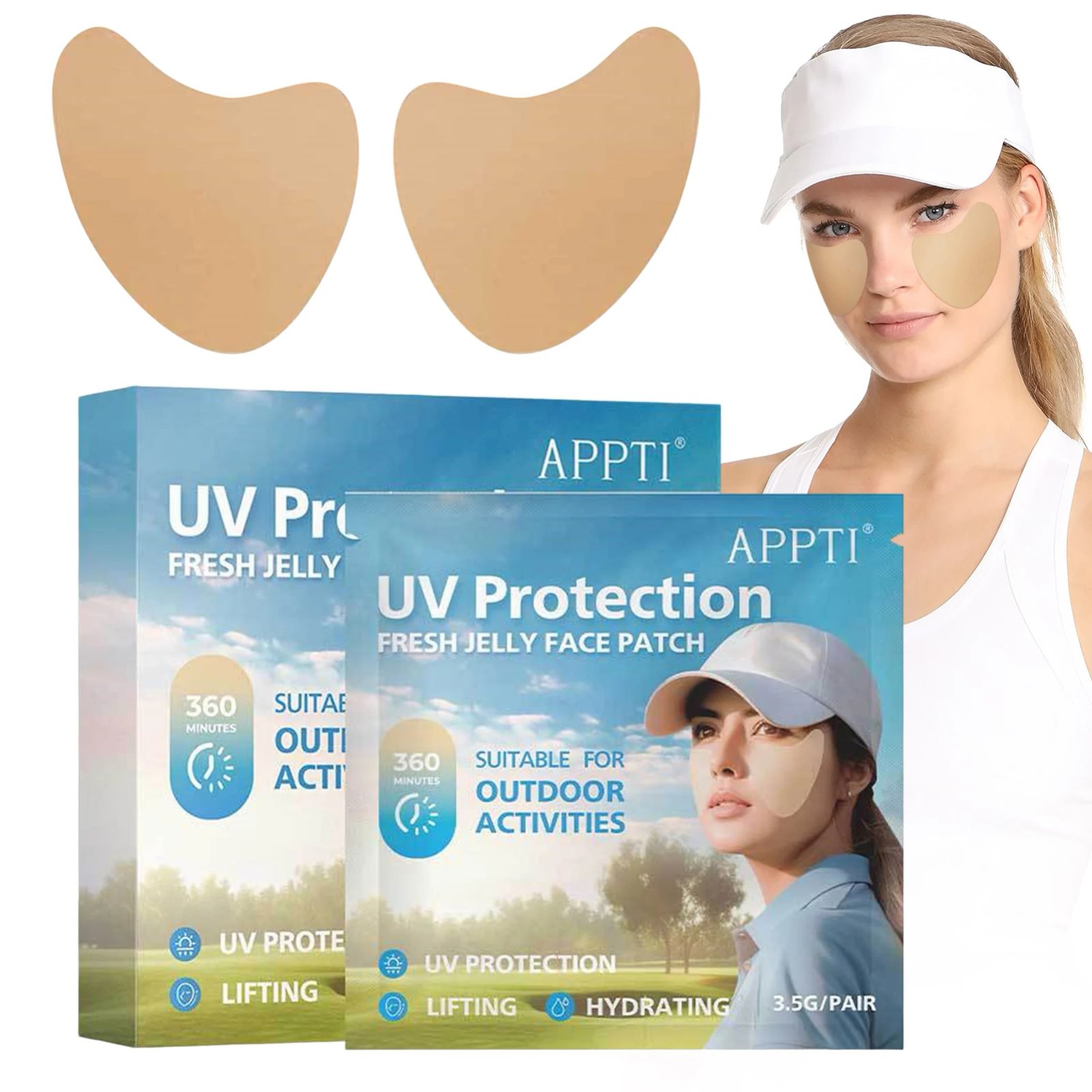 5/10 Pairs Sunscreen Face Patches Golf Sunscreen Anti-Sweat Moisturizing Sun Protection Stickers for Summer Outdoor Activities