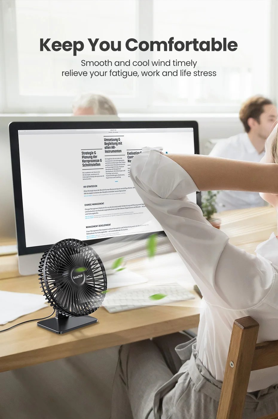 GAIATOP Desk Fan Portable USB Fan 90° Adjustable Cooling Fan Mute 4 Speed Adjustment Ultra Quiet Suitable For Home Desk Office GAIATOP Desk Fan Portable USB Fan 90° Adjustable Cooling Fan Mute 4 Speed Adjustment Ultra Quiet Suitable For Home Desk Office