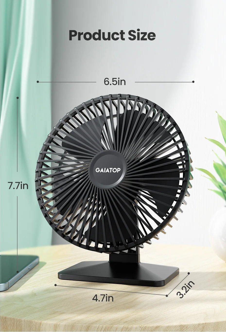 GAIATOP Desk Fan Portable USB Fan 90° Adjustable Cooling Fan Mute 4 Speed Adjustment Ultra Quiet Suitable For Home Desk Office GAIATOP Desk Fan Portable USB Fan 90° Adjustable Cooling Fan Mute 4 Speed Adjustment Ultra Quiet Suitable For Home Desk Office