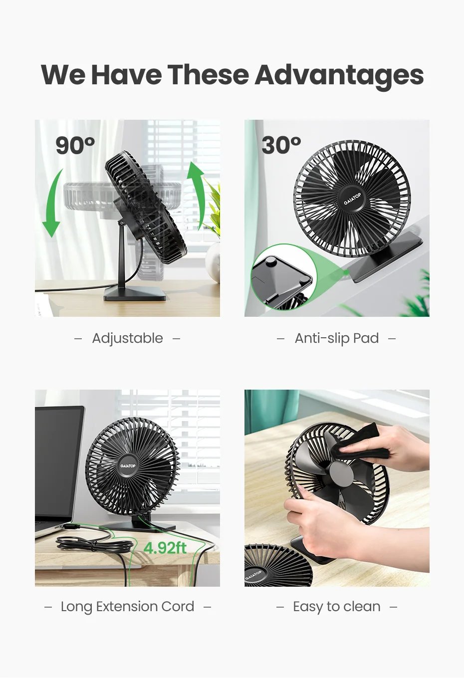 GAIATOP Desk Fan Portable USB Fan 90° Adjustable Cooling Fan Mute 4 Speed Adjustment Ultra Quiet Suitable For Home Desk Office GAIATOP Desk Fan Portable USB Fan 90° Adjustable Cooling Fan Mute 4 Speed Adjustment Ultra Quiet Suitable For Home Desk Office