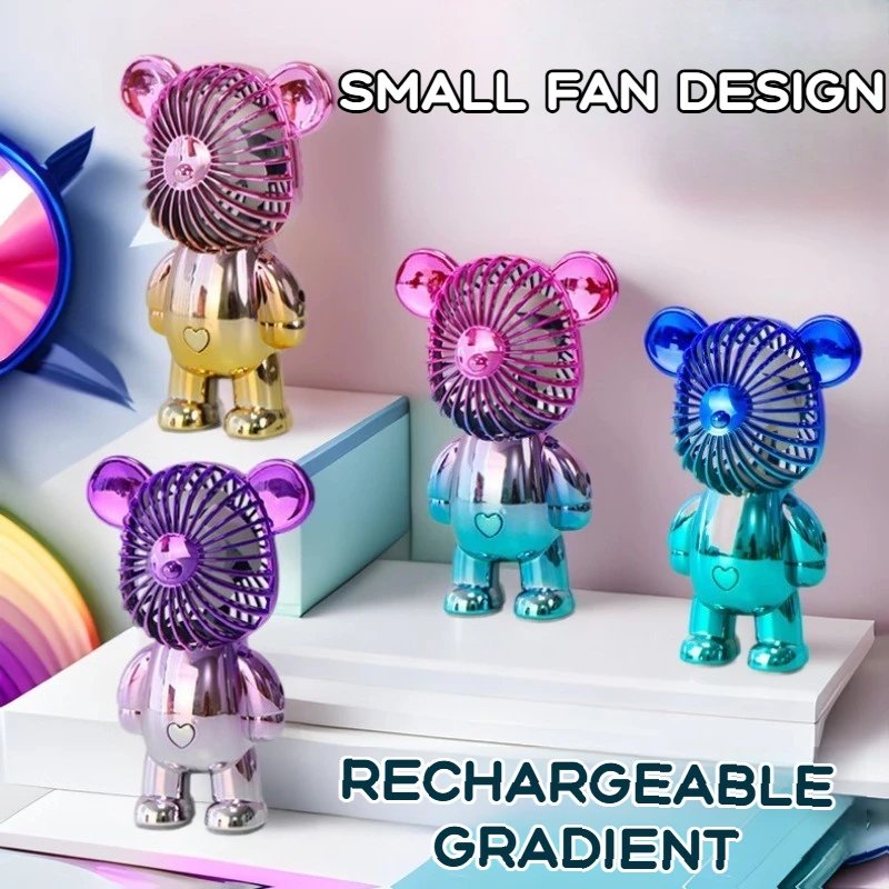 Portable rechargeable gradient bear fan