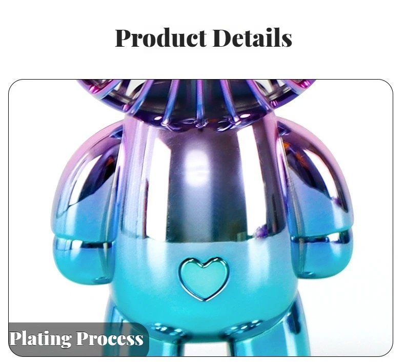 2025 popular cartoon mini violent bear small fan holding a three-speed USB portable rechargeable gradient bear fan