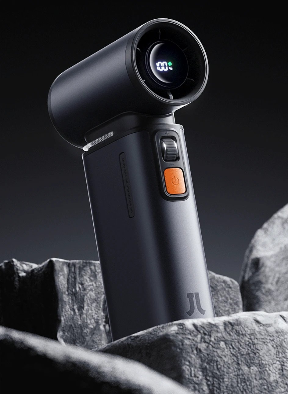 JISULIFE Portable Turbo Handheld Fan, 100 Winds Speeds Adjustable, 9000 mAh Rechargeable Battery, LED Display, Outdoor Camping