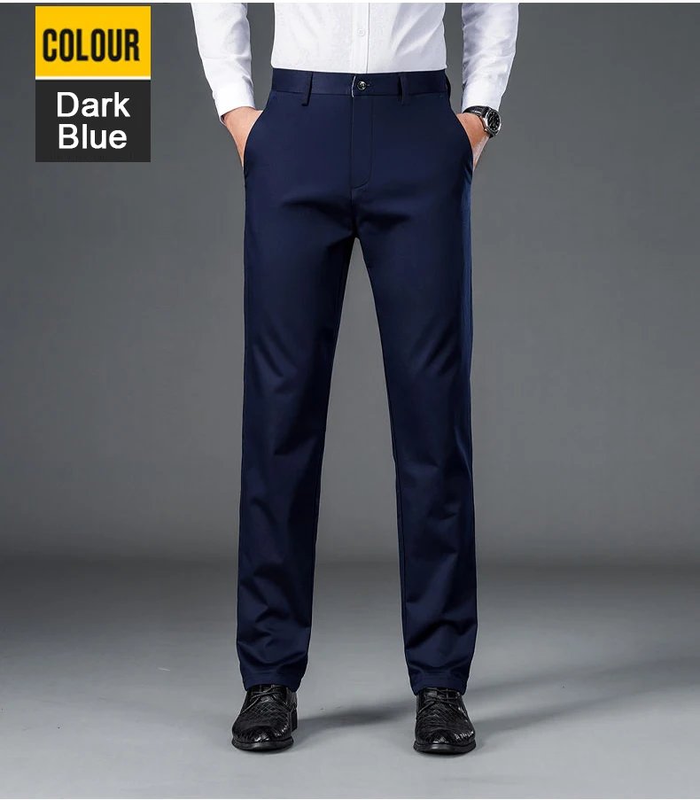 Men's smart casual pants elastic sports, men's quick drying pants spring and autumn straight leg office black work pants