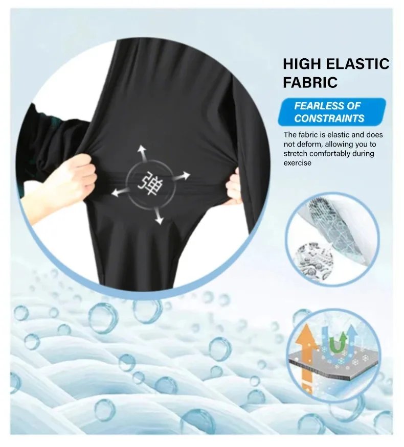 Ice Silk New Pants for Men's Summer Thin Style Sports Quick Dried Straight Leg Draping Wide Leg Pants Casual Long Pants for Men