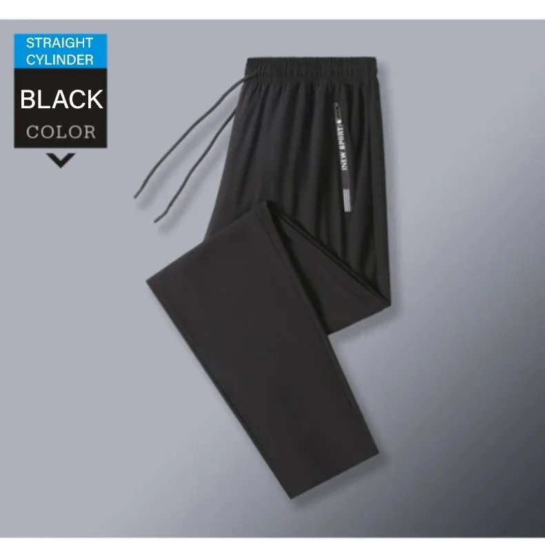 Ice Silk New Pants for Men's Summer Thin Style Sports Quick Dried Straight Leg Draping Wide Leg Pants Casual Long Pants for Men