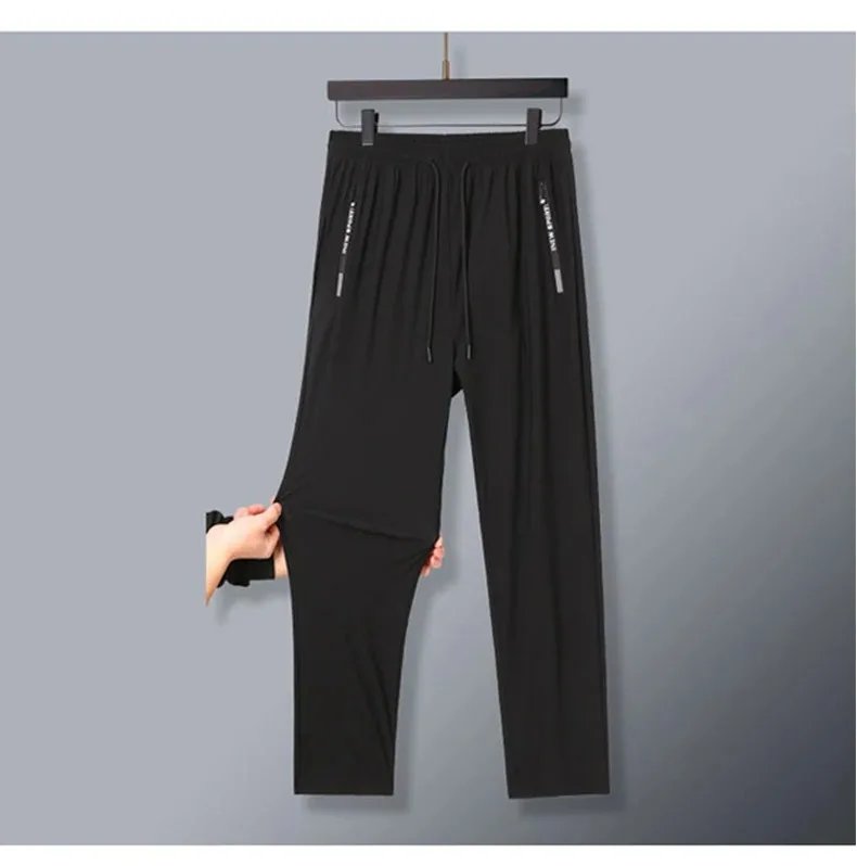 Ice Silk New Pants for Men's Summer Thin Style Sports Quick Dried Straight Leg Draping Wide Leg Pants Casual Long Pants for Men