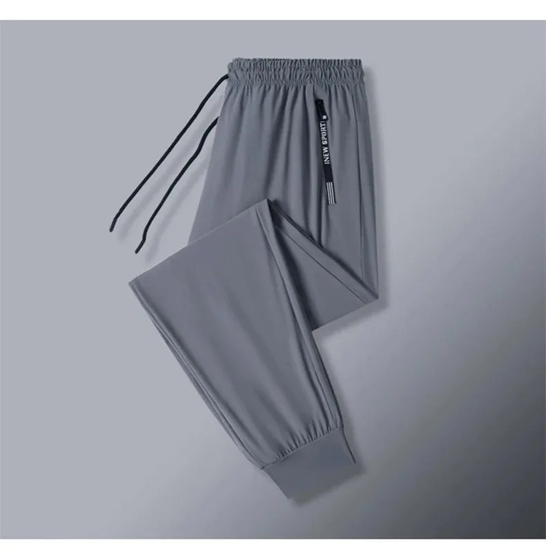 Ice Silk New Pants for Men's Summer Thin Style Sports Quick Dried Straight Leg Draping Wide Leg Pants Casual Long Pants for Men