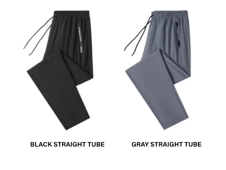 Ice Silk New Pants for Men's Summer Thin Style Sports Quick Dried Straight Leg Draping Wide Leg Pants Casual Long Pants for Men