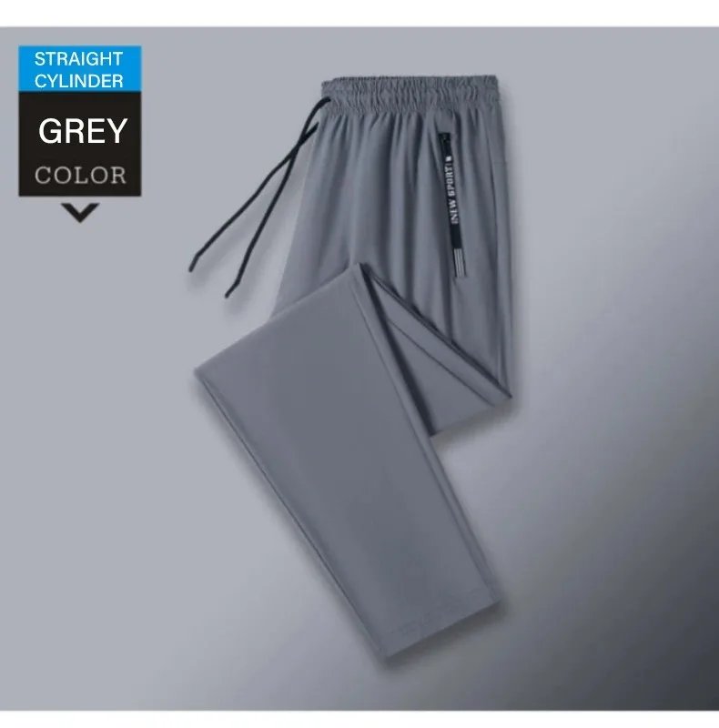 Ice Silk New Pants for Men's Summer Thin Style Sports Quick Dried Straight Leg Draping Wide Leg Pants Casual Long Pants for Men